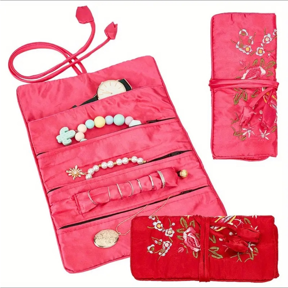 Embroidered jewelry bag